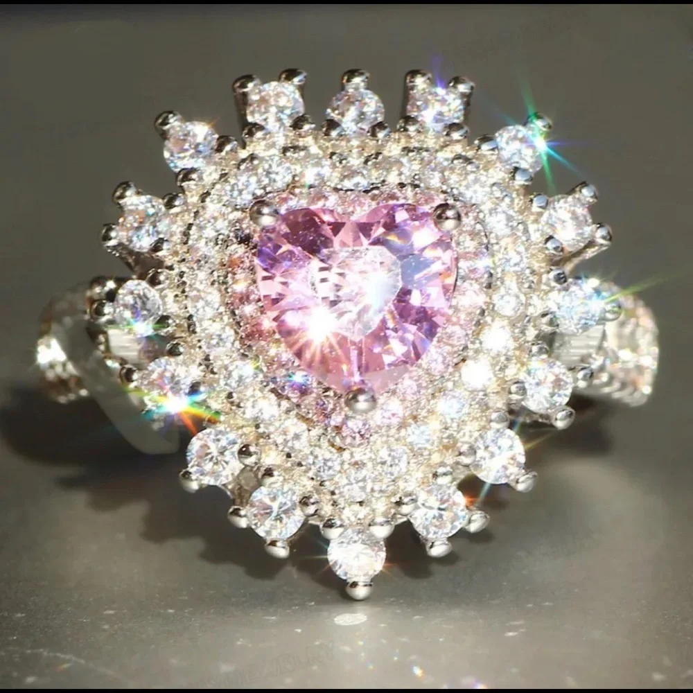 Pink Heart cut statement ring